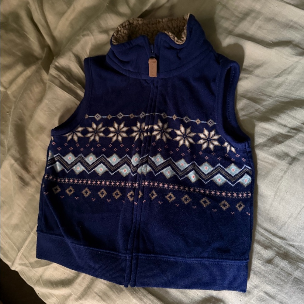 Carters Blue Fleece Vest with Snowflake Pattern